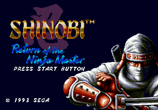Shinobi III Return of the Ninja Master title screen for Sega Genesis